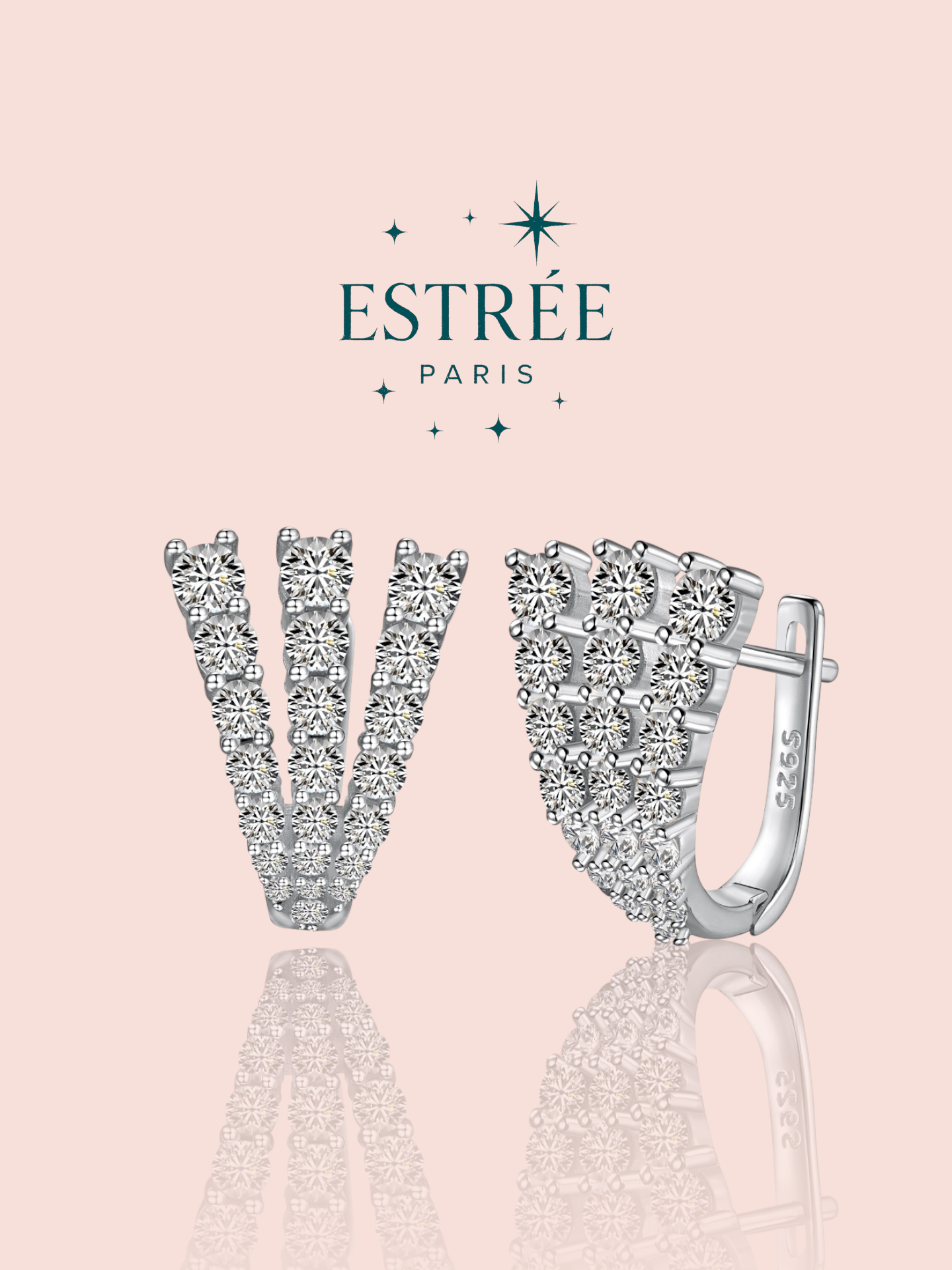 Boucles d’oreilles Three Rows - Argentée