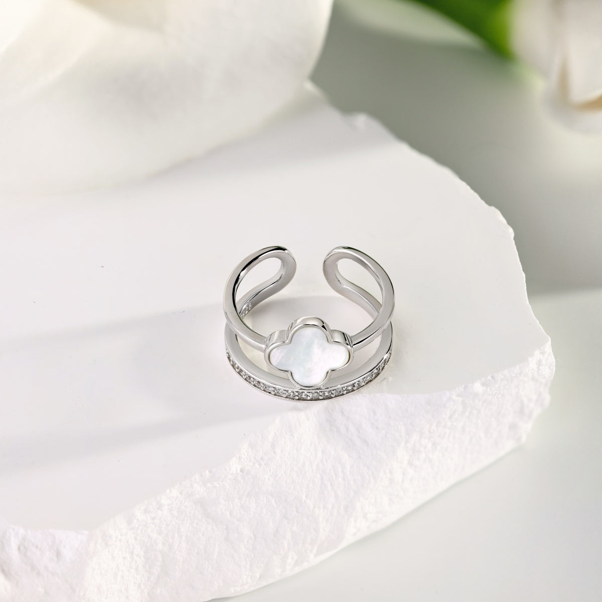 Bague Tower Clover - Argentée