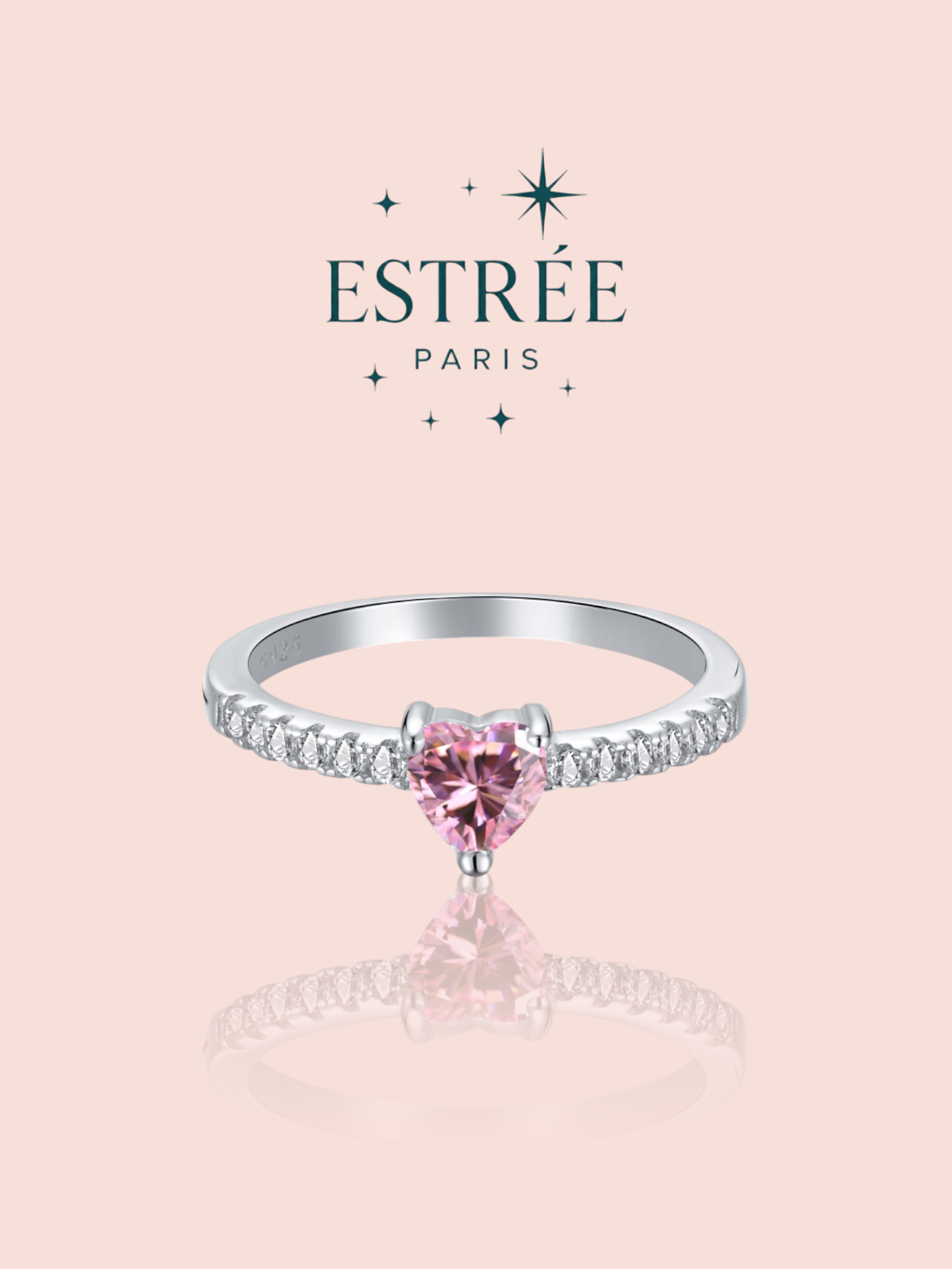 Bague little heart en zirconium et argent 925 Estrée Paris