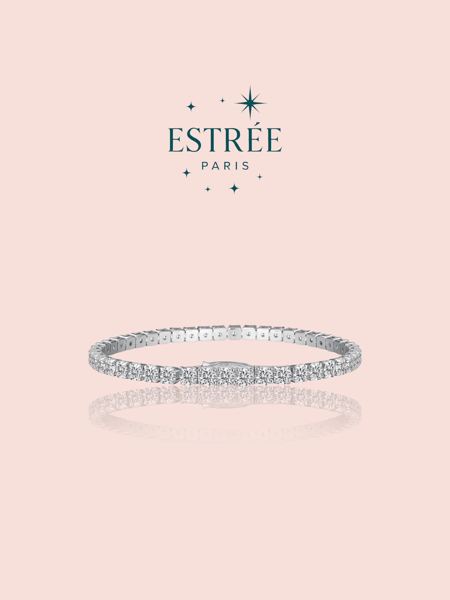 Bracelet glamour M argenté en zirconium et agent 925 Estrée Paris