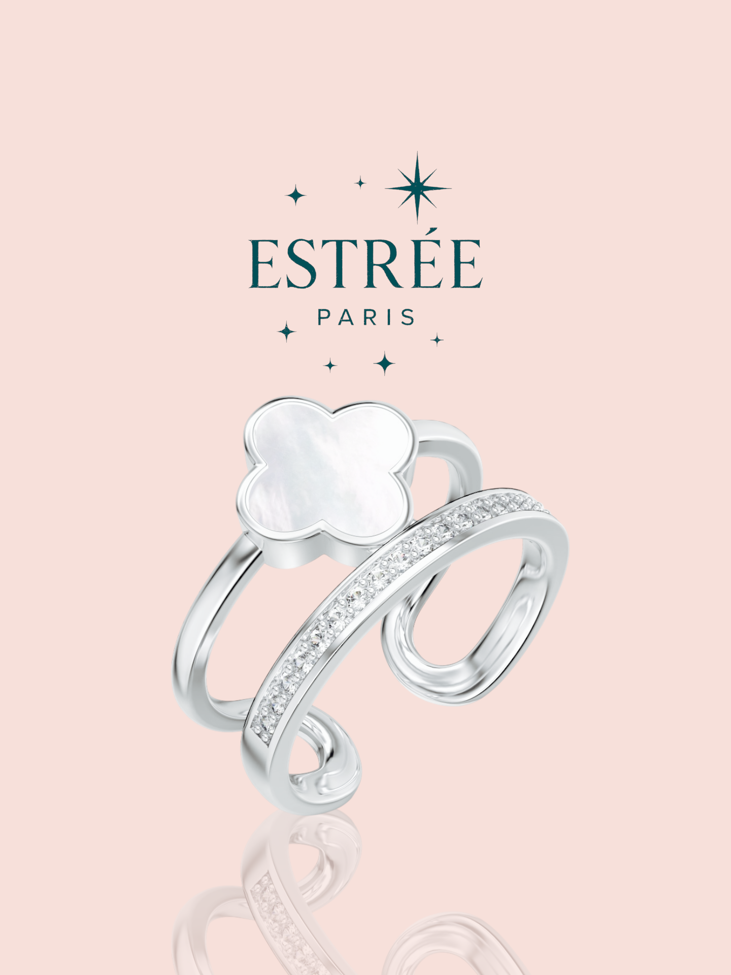 Bague Tower Clover - Argentée