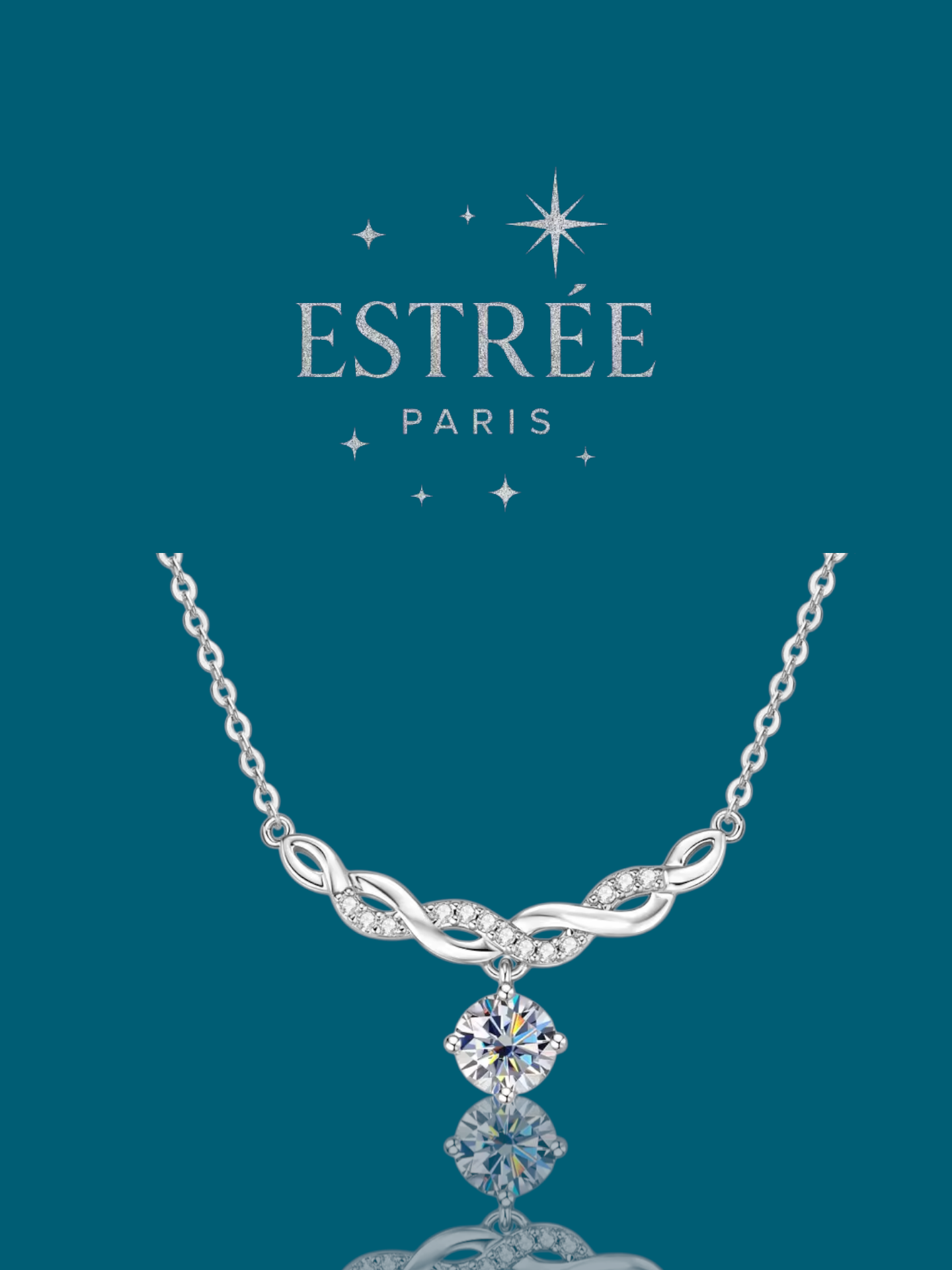 Collier Twisted Halo - Moissanite Argent 925 💎