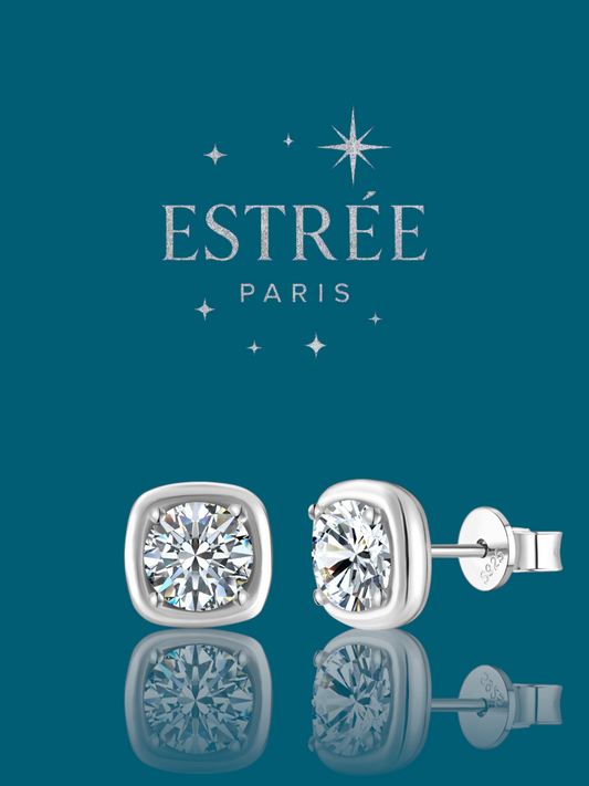Boucles d'oreilles square serti clos