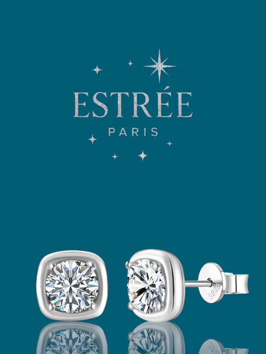 Boucles d'oreilles square serti clos
