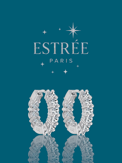 Boucles d'oreilles Créoles double serties 💎 - Moissanite Argent 925