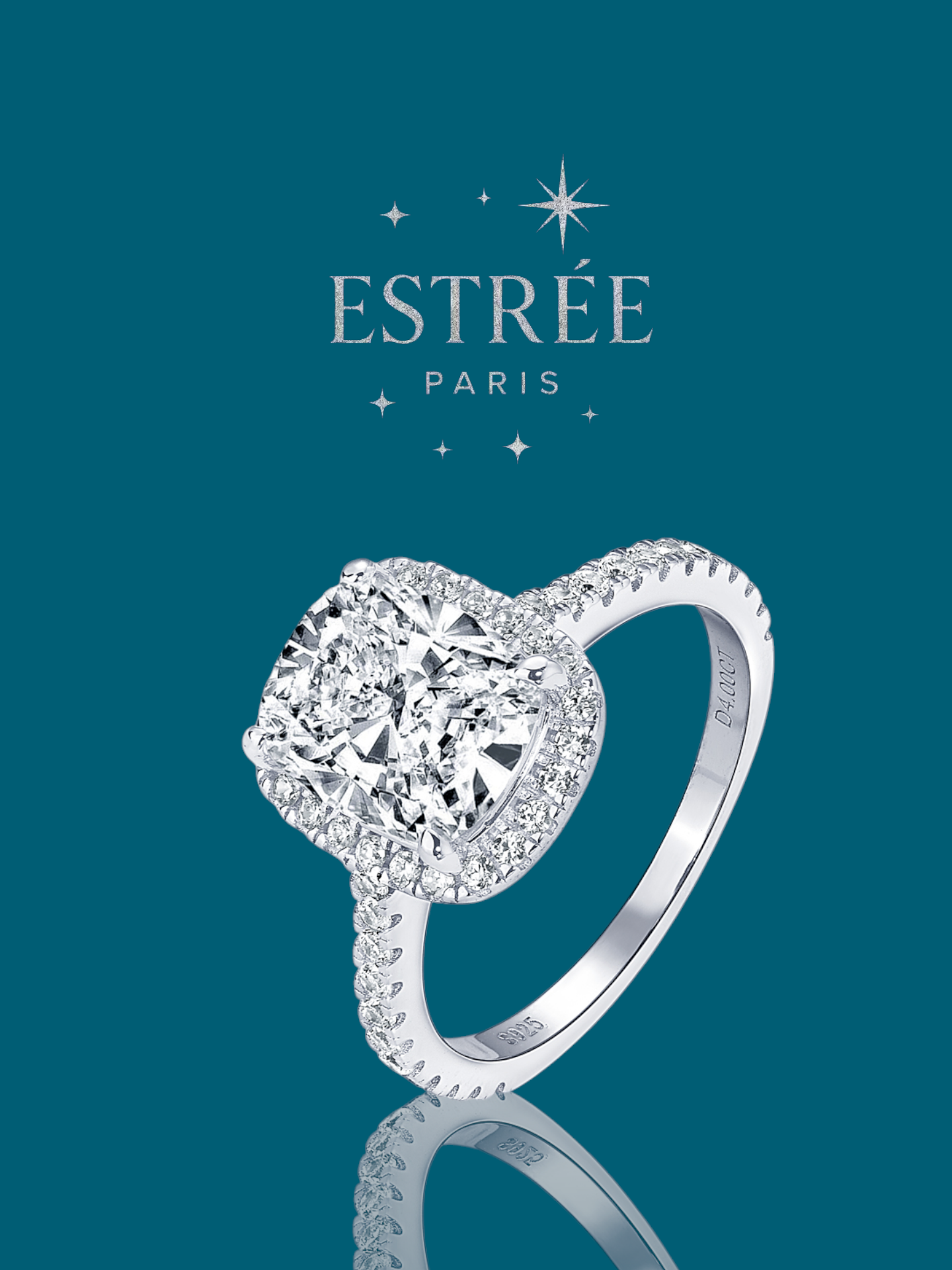 Bague Diamond Cushion💎- Moissanite Argent 925