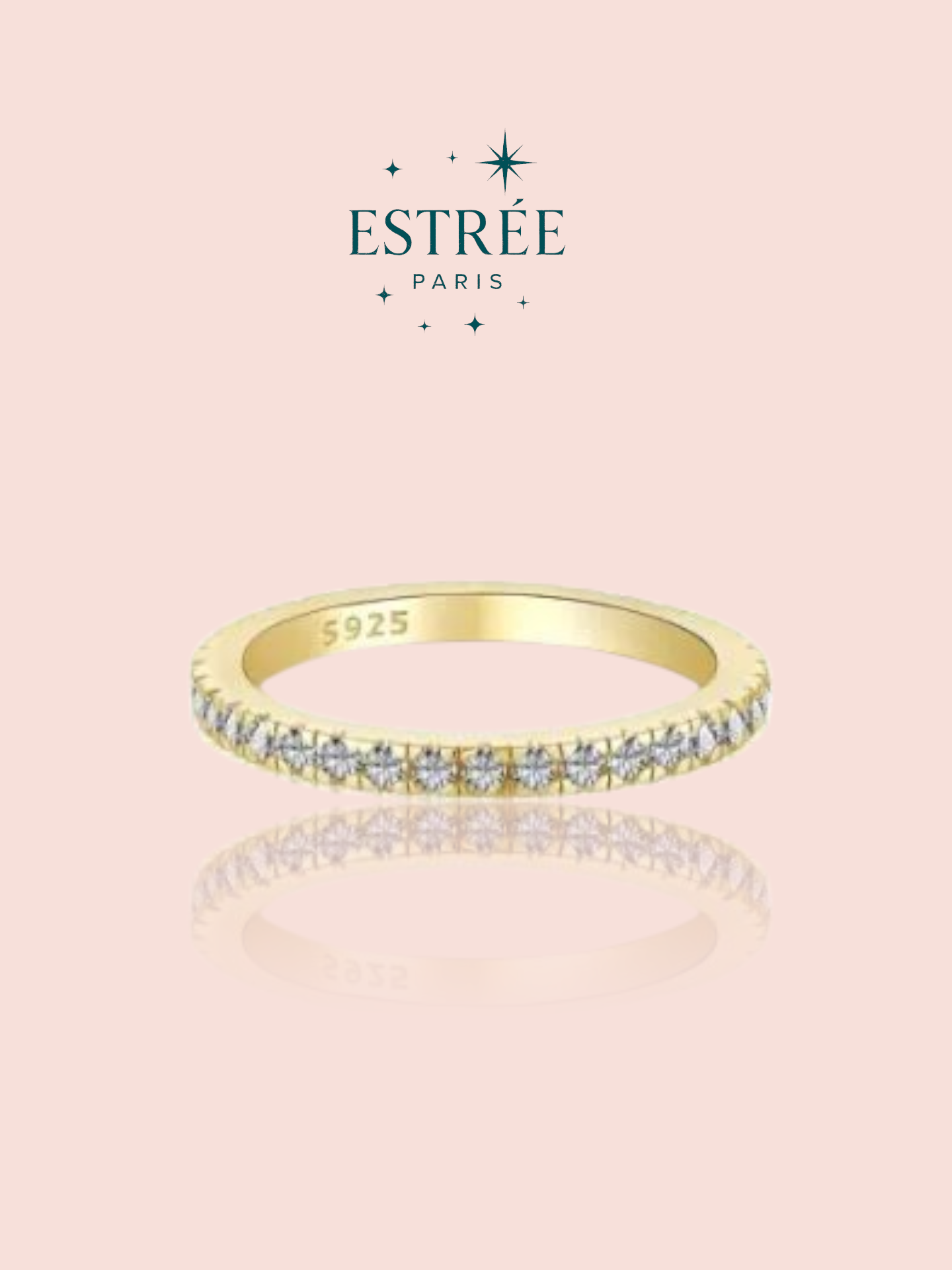 Alliance S dorée en zirconium et argent 925 Estrée Paris