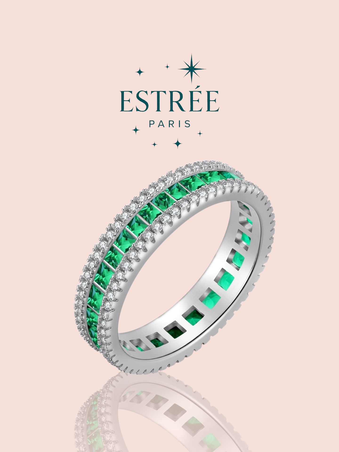 alliance wife me up green en zirconium et argent 925 Estrée Paris