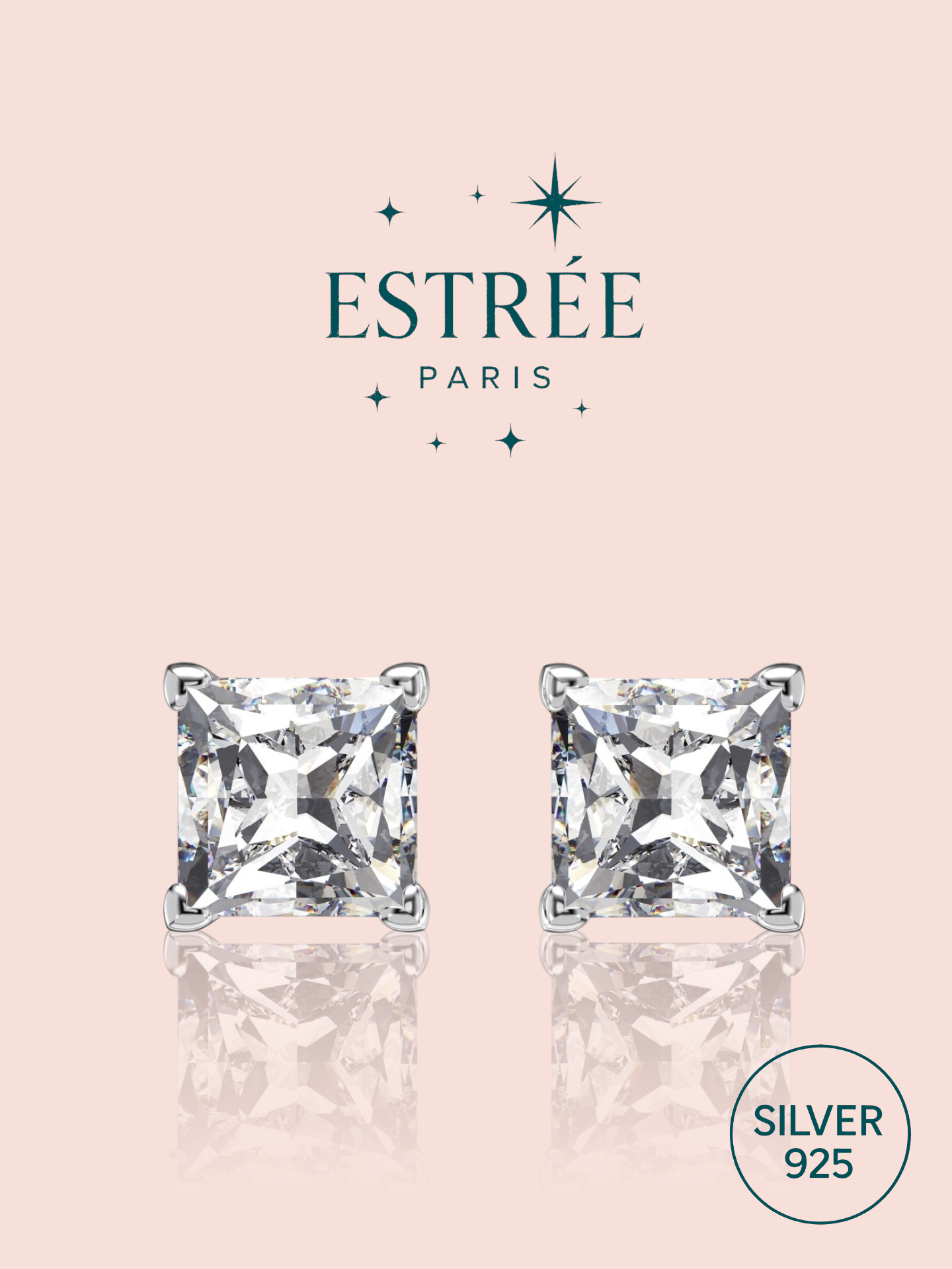 Boucles d'Oreilles Moonlight Kiss en zirconium 8A et argent 925 vue de face Estrée Paris