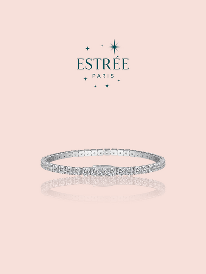 Bracelet glamour M argenté en zirconium et agent 925 Estrée Paris