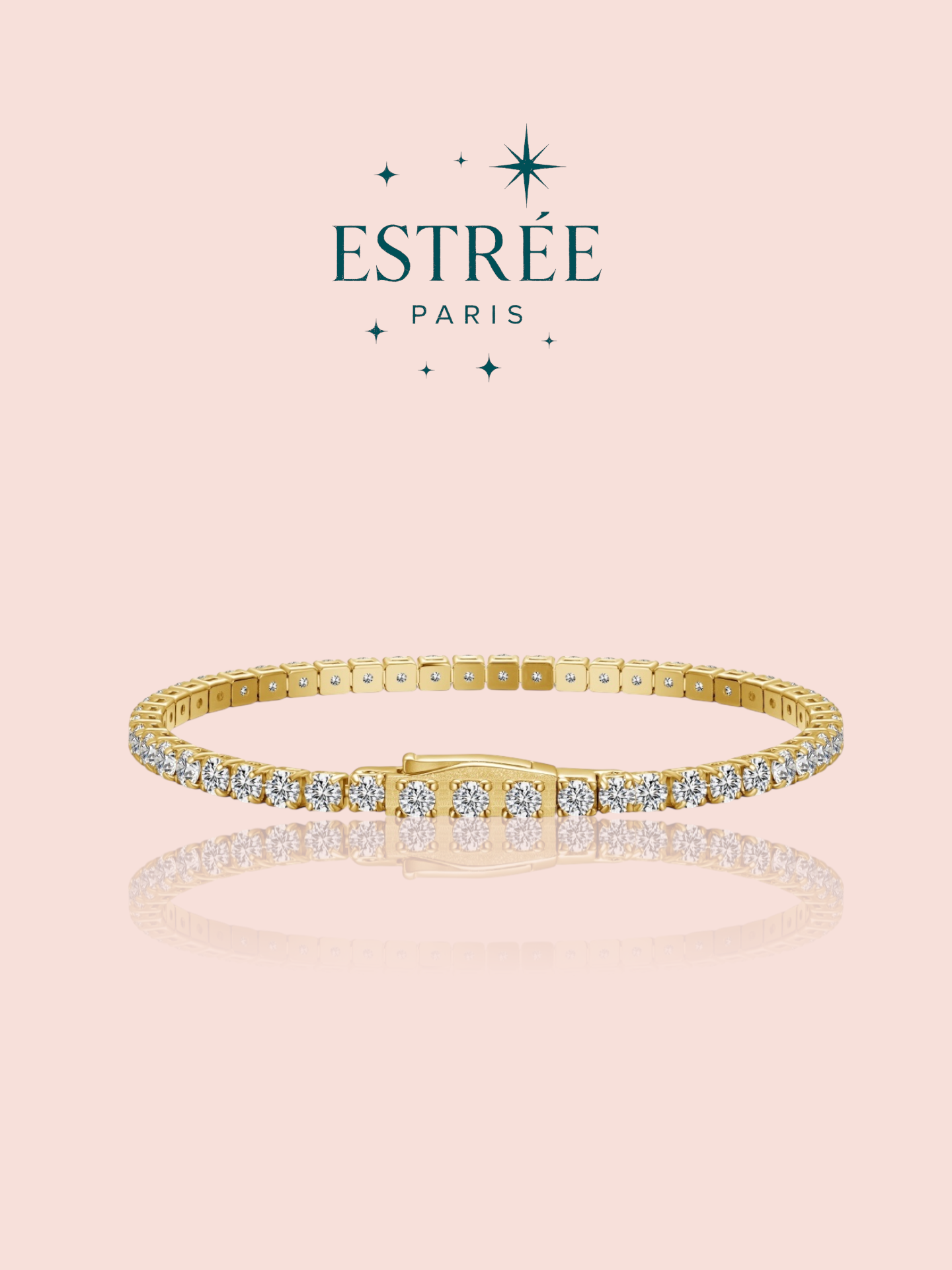 Bracelet glamour M doré en zirconium et agent 925 Estrée Paris 