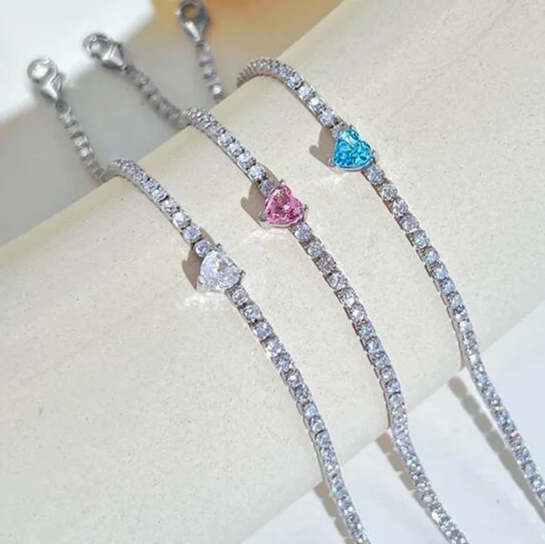 Bracelet little heart en zirconium plusieurs couleurs et argent 925 Estrée Paris