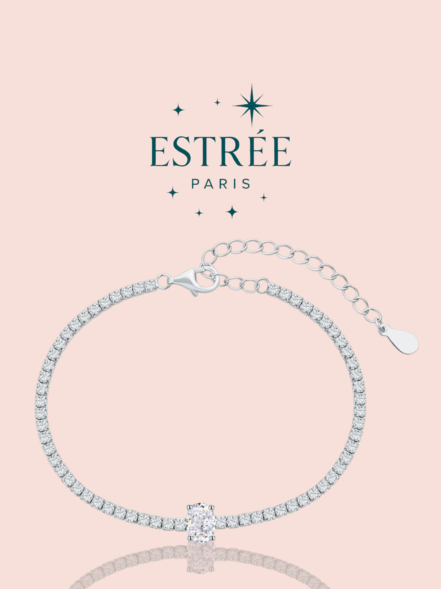 Bracelet luna glow argenté en zirconium blanc et argent 925 Estrée Paris