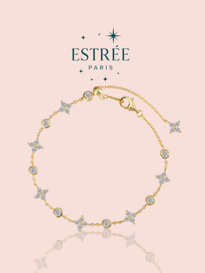 Bracelet Rain Clover Doré en zirconium et argent 925 Estrée Paris