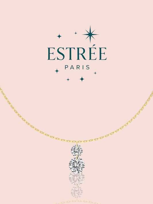 Collier Diamond Rain A doré en argent 925 et zirconium Estrée Paris 