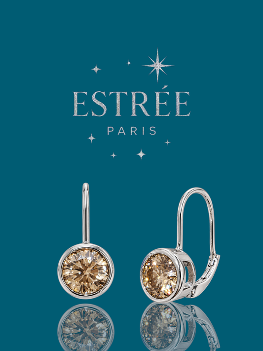 [Automn Glow 🍂] Dormeuses serti clos champagne🥂✨- Moissanite Argent 925