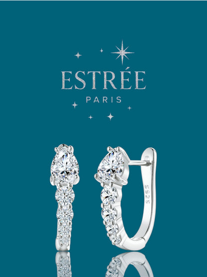 Boucles d'oreilles créoles poire - Moissanite Argent 925 💎