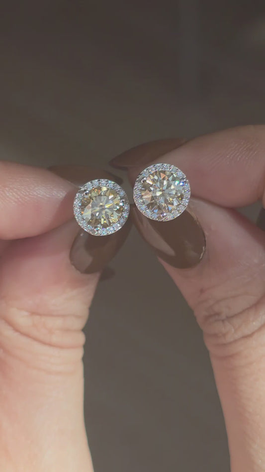[Automn Glow 🍂] Boucles d'oreilles Champagne Bloom 🥂✨- Moissanite Argent 925
