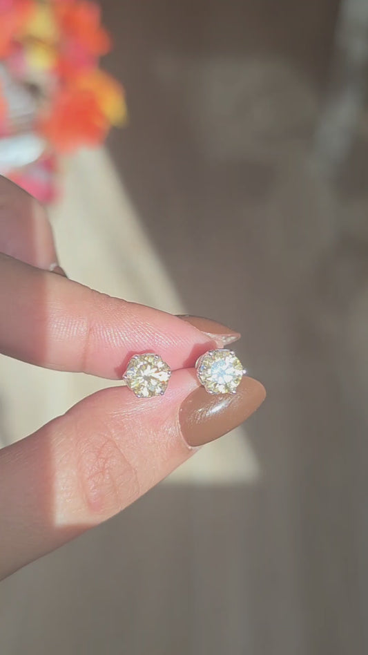 [Automn Glow 🍂] Boucles d'oreilles Golden Light🥂✨- Moissanite Argent 925